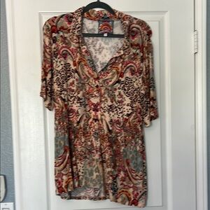 Johnny Was Paisley and Leopard Print Blouse LIKE NEW size Large